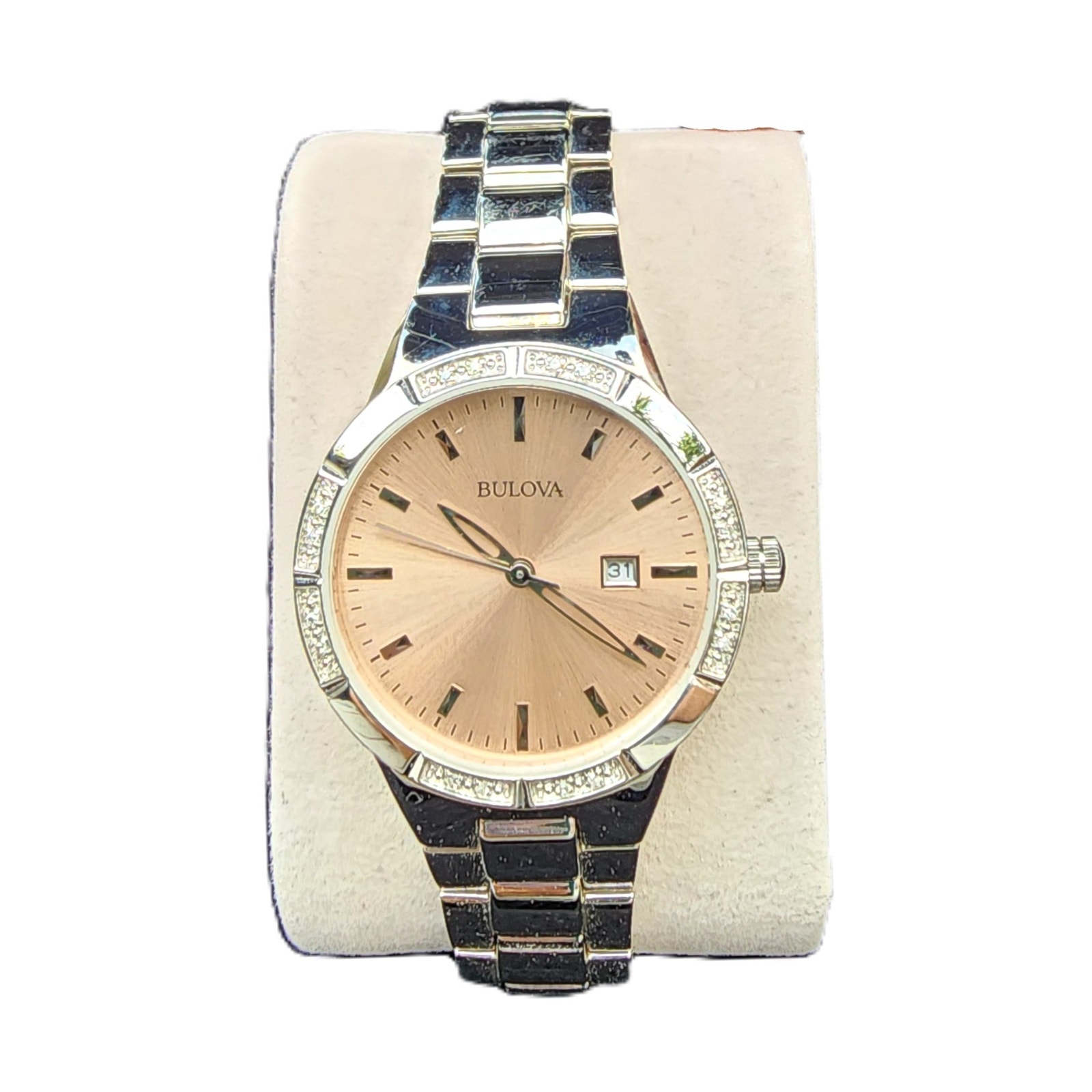 Bulova Diamond Mother Of Pearl Dial Stainless Steel Bracelet Watch